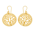 Golden Tree of Life Boho Drop Earrings