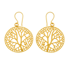 Golden Tree of Life Boho Drop Earrings