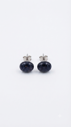Natural Blue Sunstone Stud Earrings