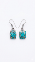 Turquoise Mosaic Rectangle Drop Earrings