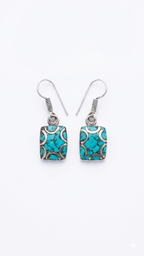 Turquoise Mosaic Rectangle Drop Earrings
