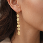 Gold Textured Dangle Earrings for Women