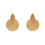 Elegant Textured Gold Disc Drop Earrings