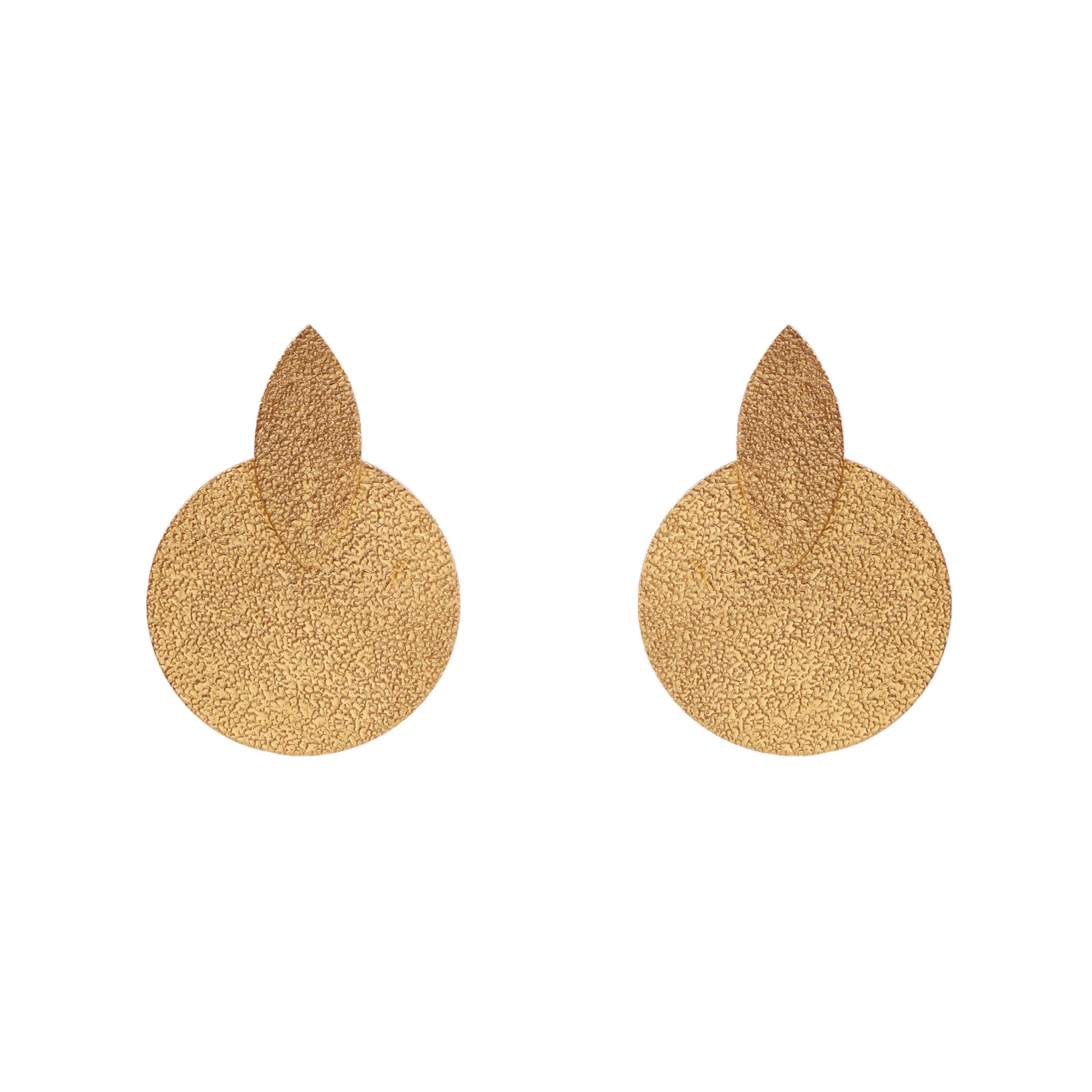 Elegant Textured Gold Disc Drop Earrings