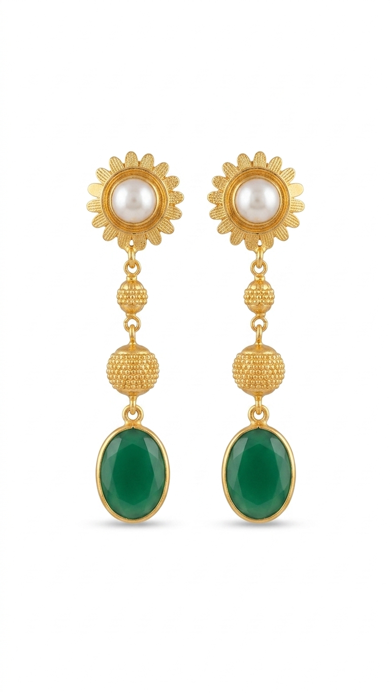 Vintage Emerald Green Drop Earrings