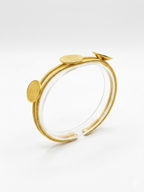 Hammered Gold Disc Triple Band Cuff Bracelet