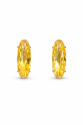 Yellow Crystal Earrings, Gold Oval Gemstone Earrings
