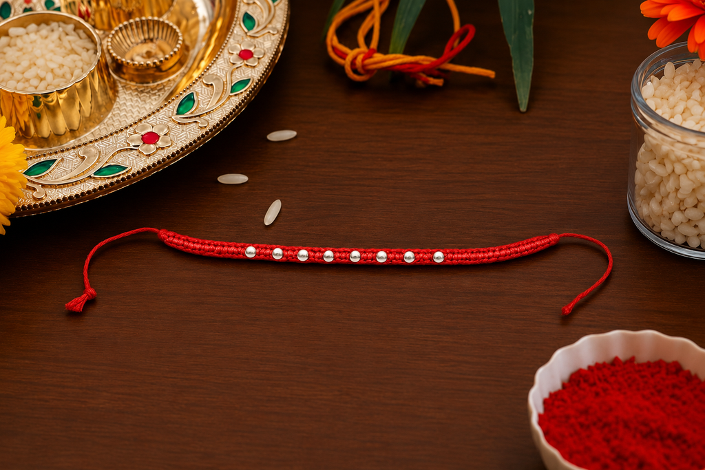 925 Sterling Silver Beaded Rakhi for Brother