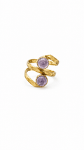 Amethyst Wrap Ring, Adjustable Gold Statement Ring