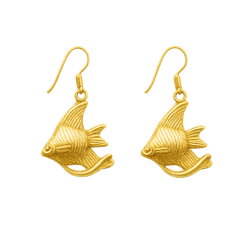 Golden Fish Drop Earrings