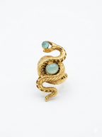 Gold Serpent Wrap Ring with Stone