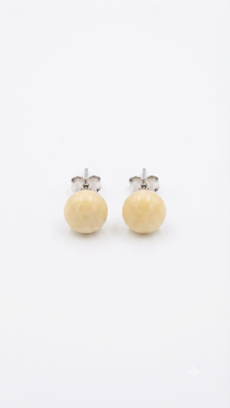 Natural Yellow Jade Stud Earrings
