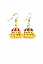 Red & Yellow Jhumka Meenakari Earrings