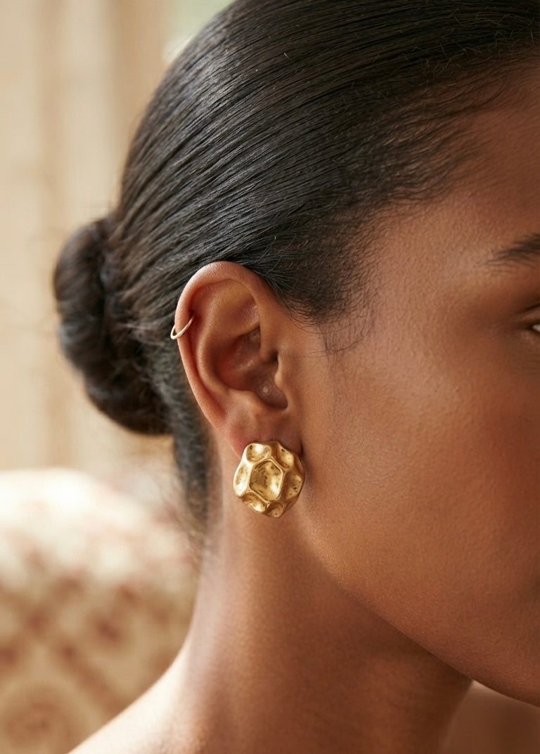 Gold Organic Stud Earrings