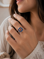 Handmade Tibetan Coral & Lapis Lazuli Ring
