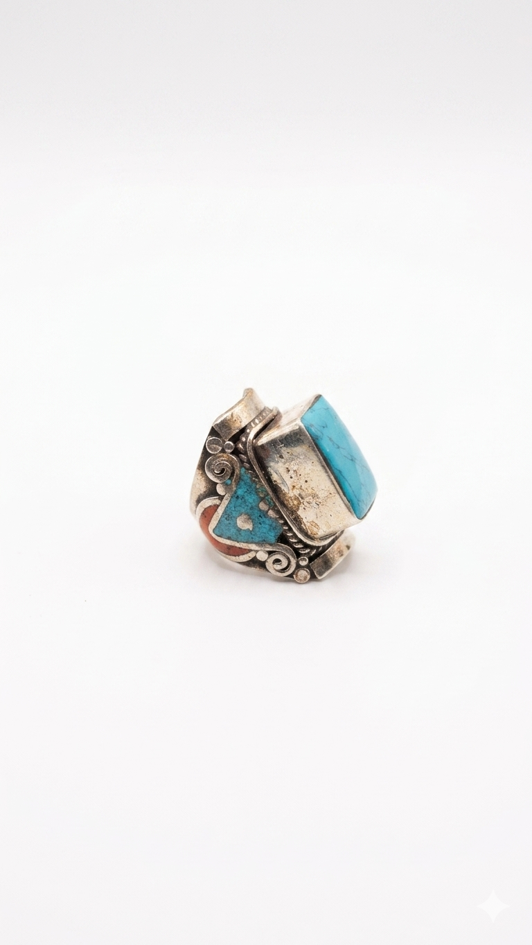 Vintage Tibetan Turquoise Statement Ring