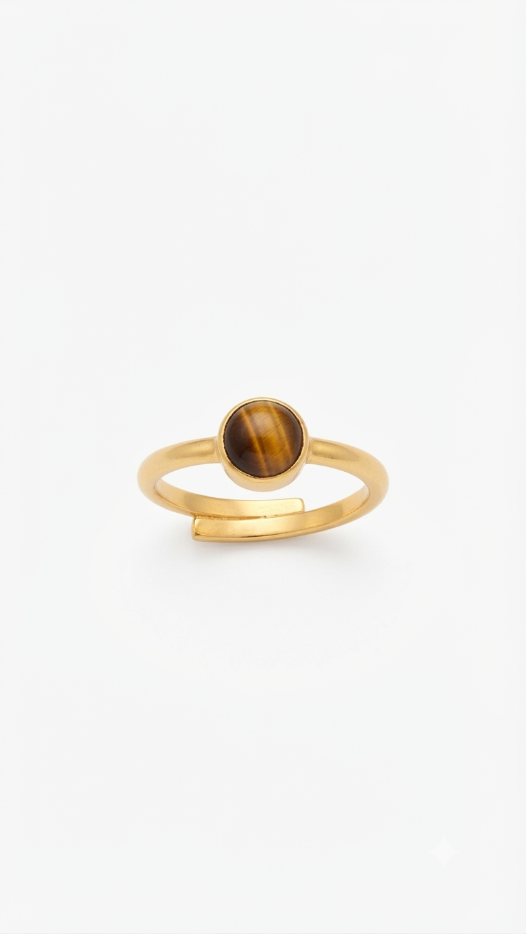 Minimalist Tiger Eye Gold Ring