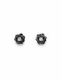 Black Rose Stud Earrings | CZ Flower Earrings