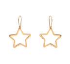 Gold Tone Star Outline Dangle Earrings