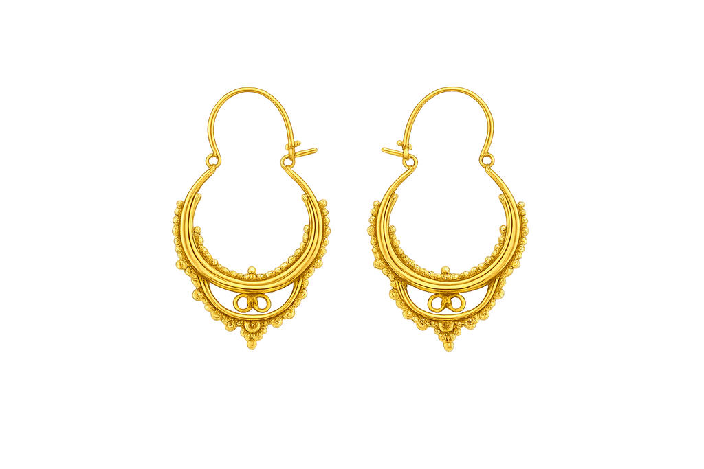 Gold Tribal Hoop Earrings