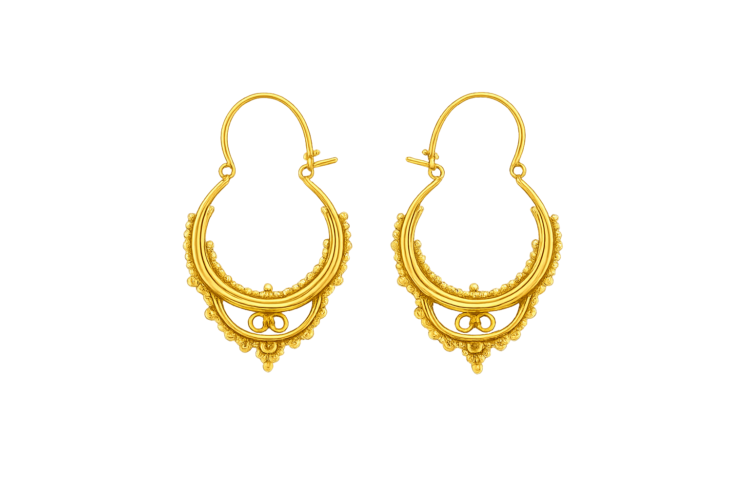 Gold Tribal Hoop Earrings