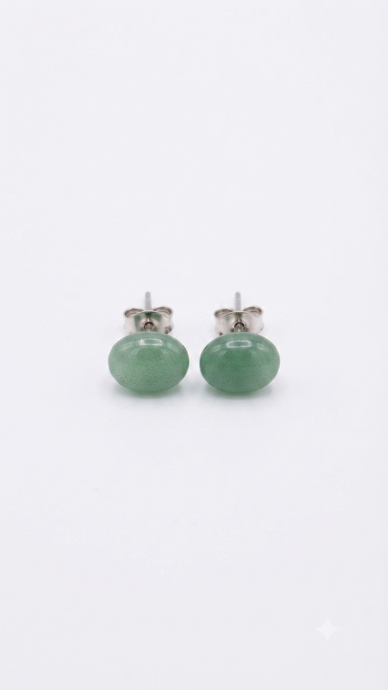 Natural Green Aventurine Stud Earrings