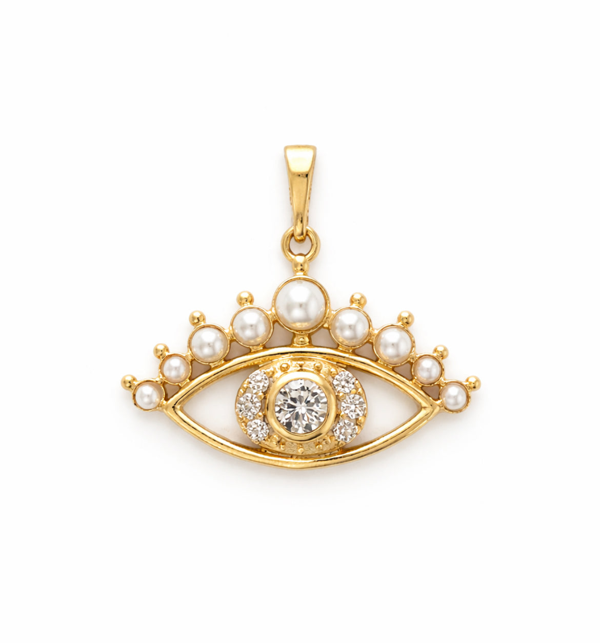 Evil Eye Pearl Crystal Pendant