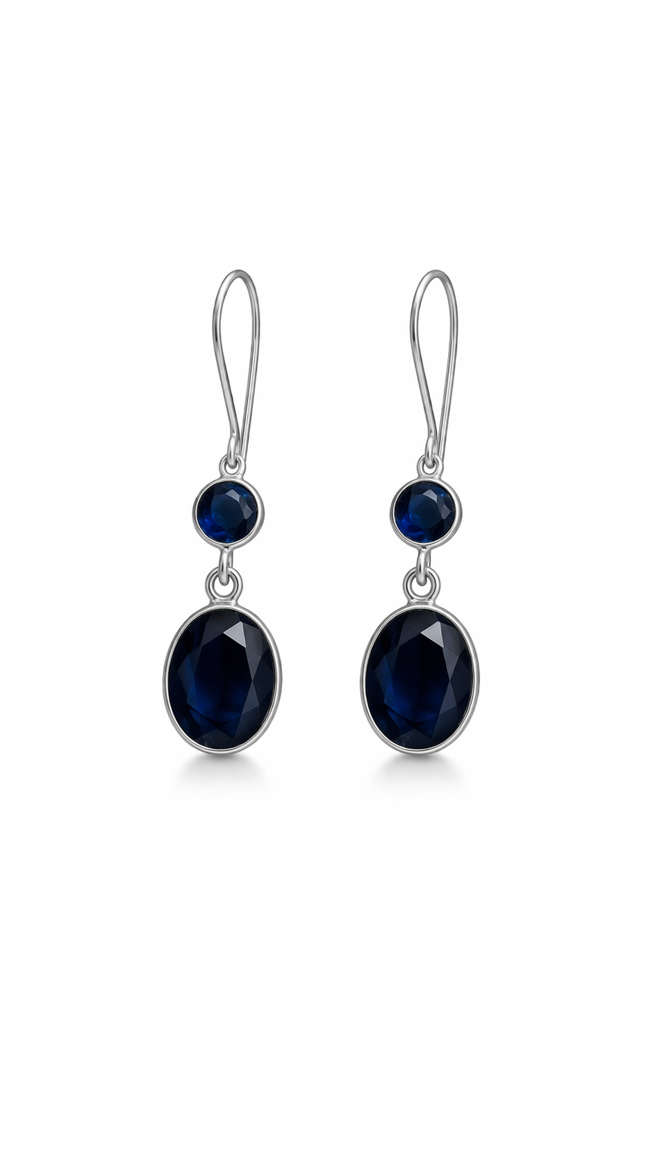 Midnight Blue Double Drop Crystal Earrings