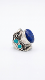 Vintage Lapis Lazuli Statement Ring | Handmade Tibetan Silver Ring