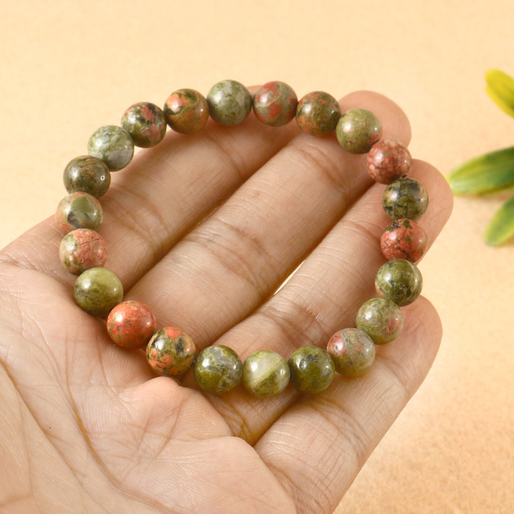 Natural Unakite Semi Precious, Stone Bracelet
