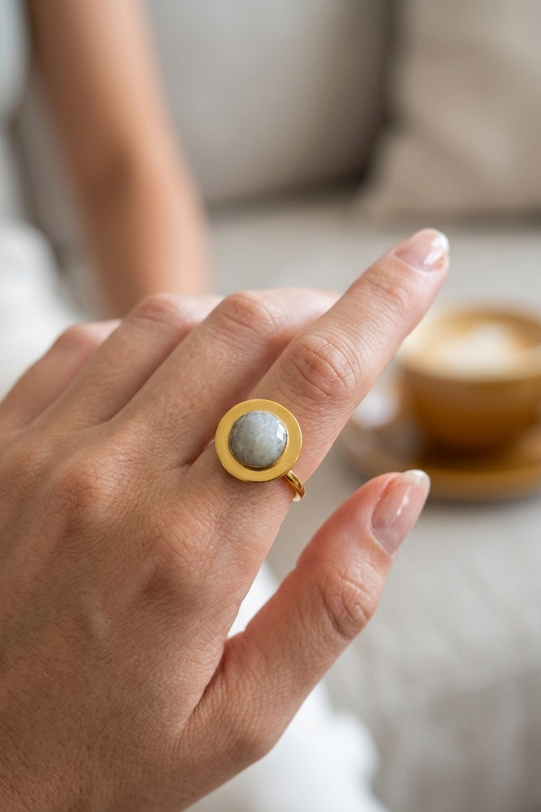 Round Moonstone Ring
