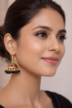 Red & Green Enamel Jhumka Earrings