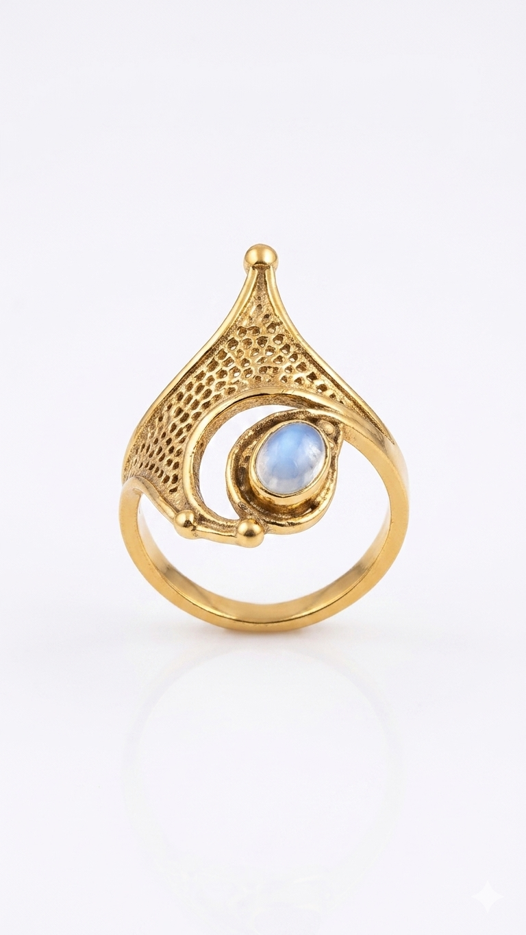 Moonstone Gold Boho Ring
