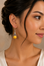 Vintage Yellow Stone Filigree Drop Earrings