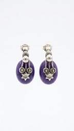 Vintage Purple Stone Stud Earrings