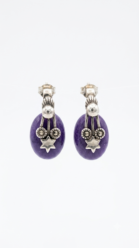 Vintage Purple Stone Stud Earrings