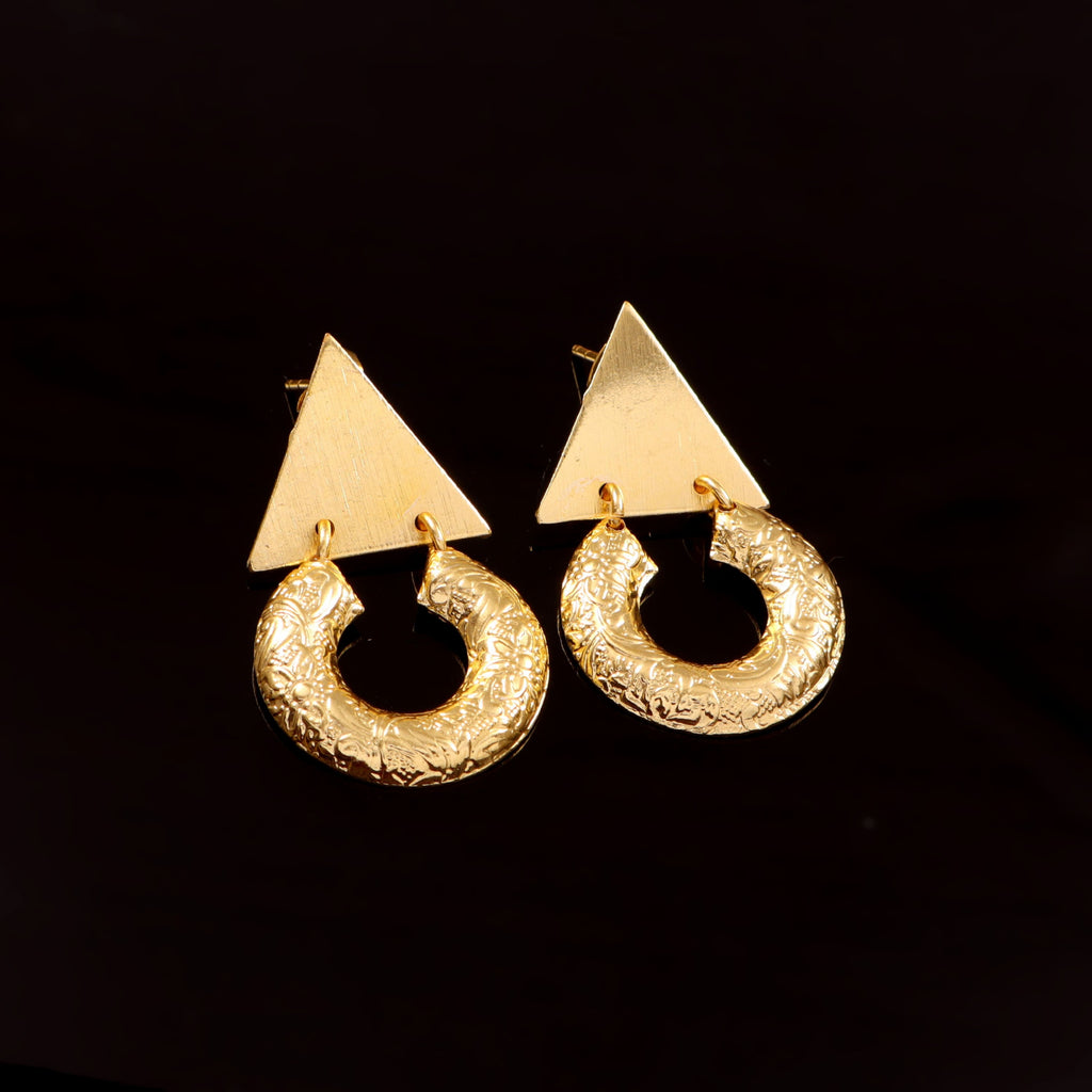 Geometric Gold Triangle Drop Earrings
