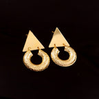 Geometric Gold Triangle Drop Earrings