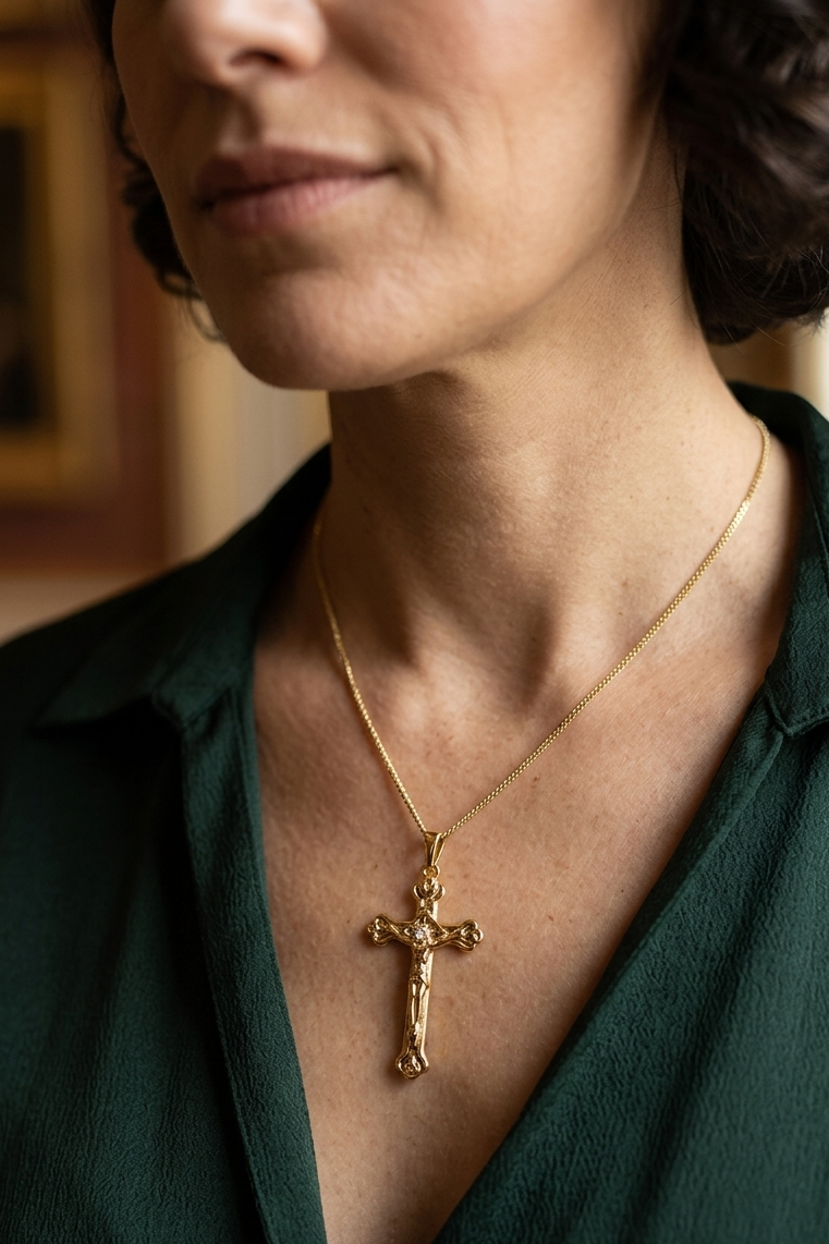 Gold Crucifix Cross Pendant