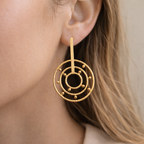 Gold Geometric Circle Drop Earrings