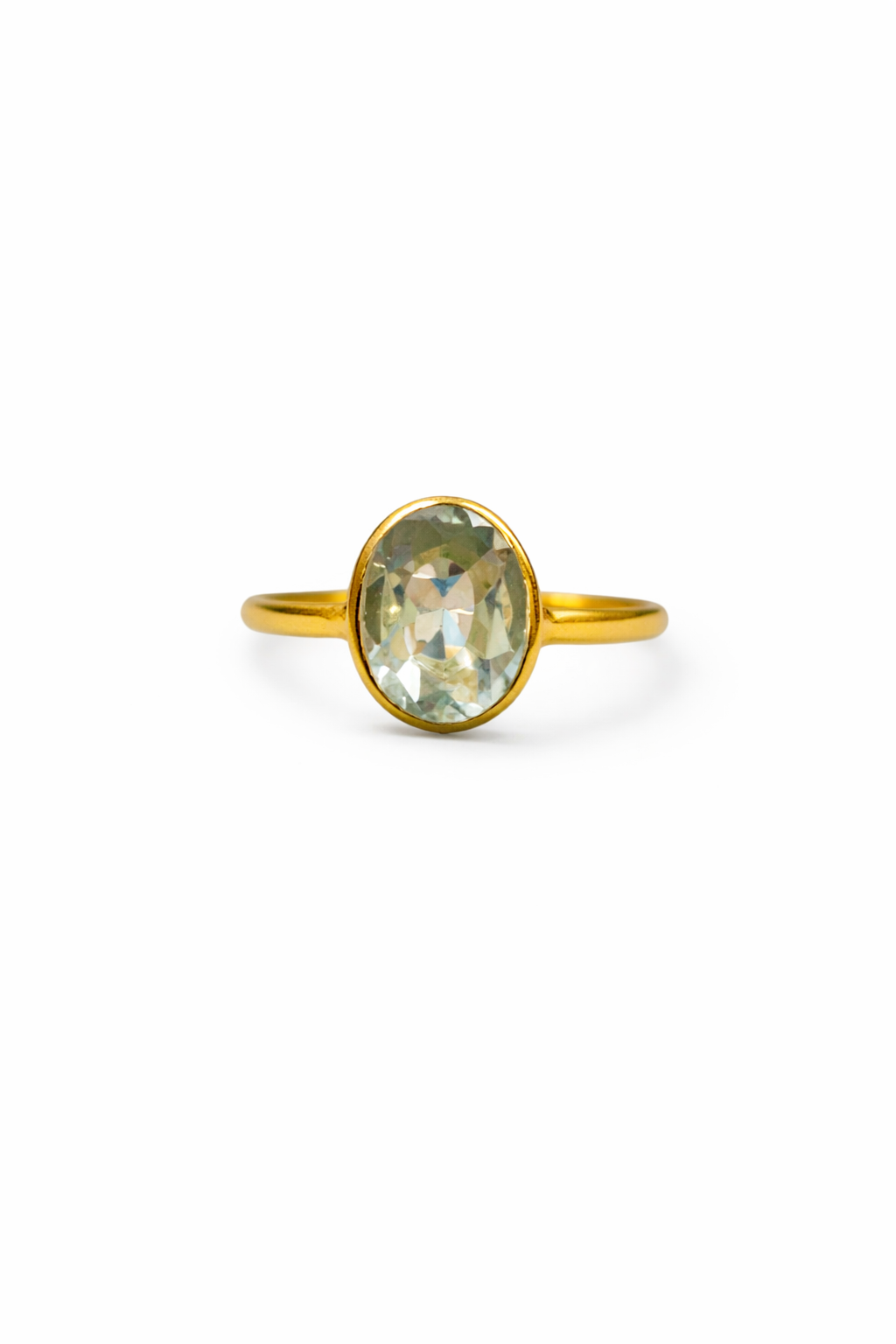 Green Amethyst Gold Statement Ring