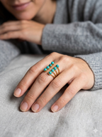 Turquoise Cascade Multi-Band Ring
