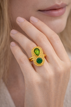 Green Dual Stone Statement Ring