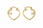 Gold Heart Pearl Hoop Earrings
