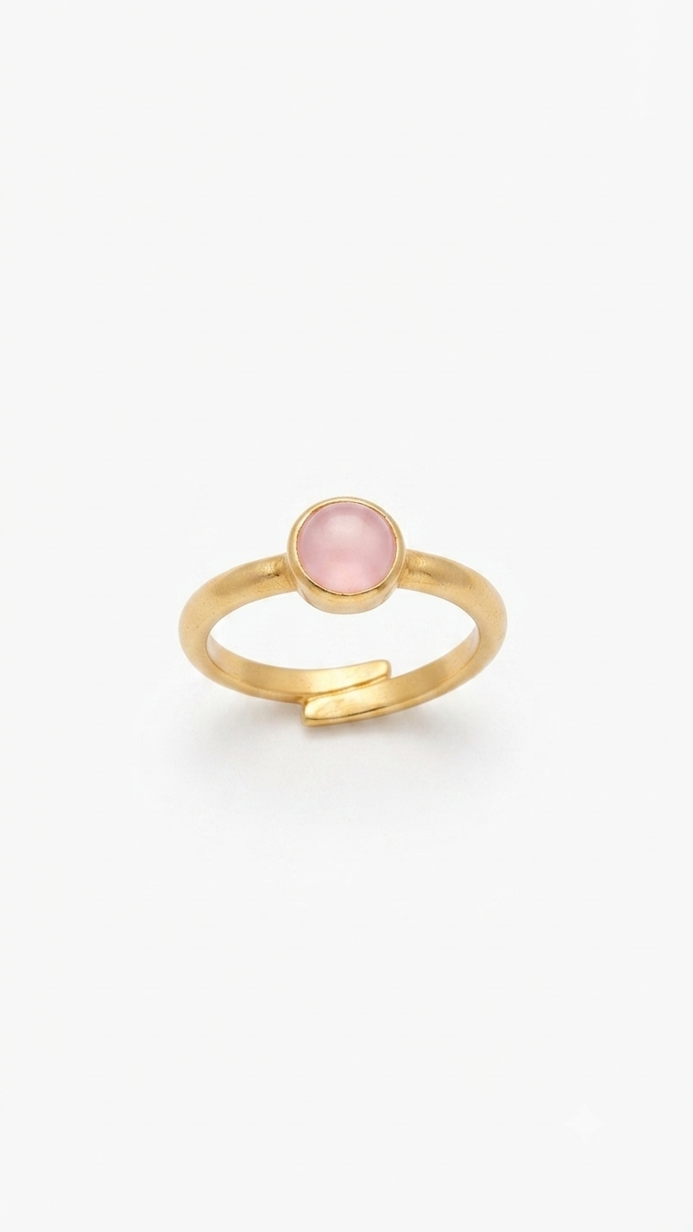 Dainty Rose Quartz Ring, Minimalist Pink Gemstone Ring