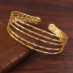 Elegant Hammered Gold Multi-Strand Cuff Bracelet