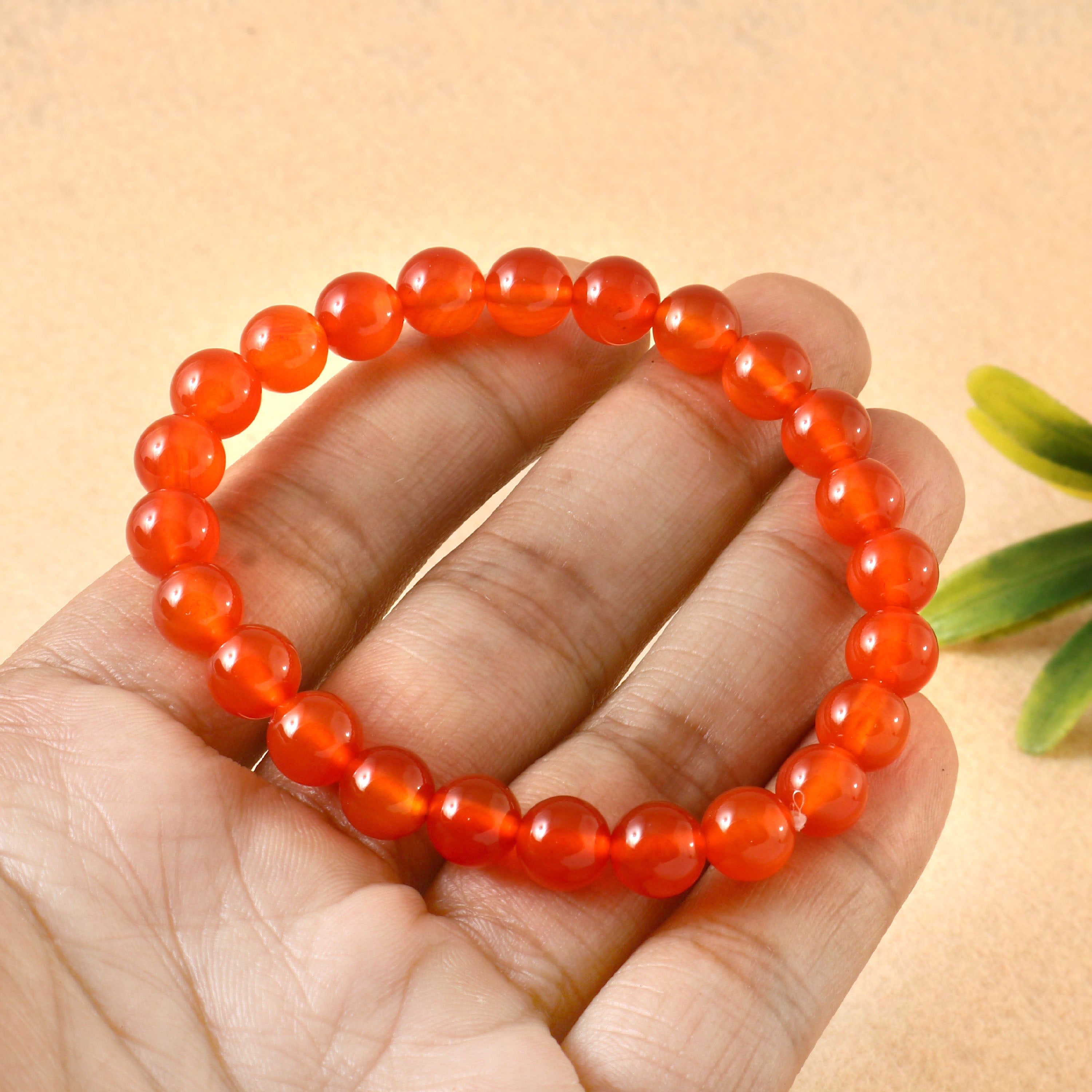 Natural Carnelian Beads Bracelet for Courage, Action, Reiki Healing