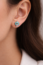Cute Owl Stud Earrings Turquoise Enamel Nature Inspired