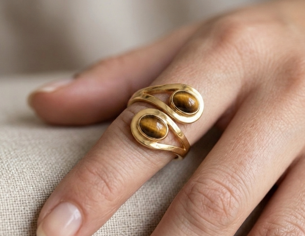 Modern Tiger Eye Wrap Ring