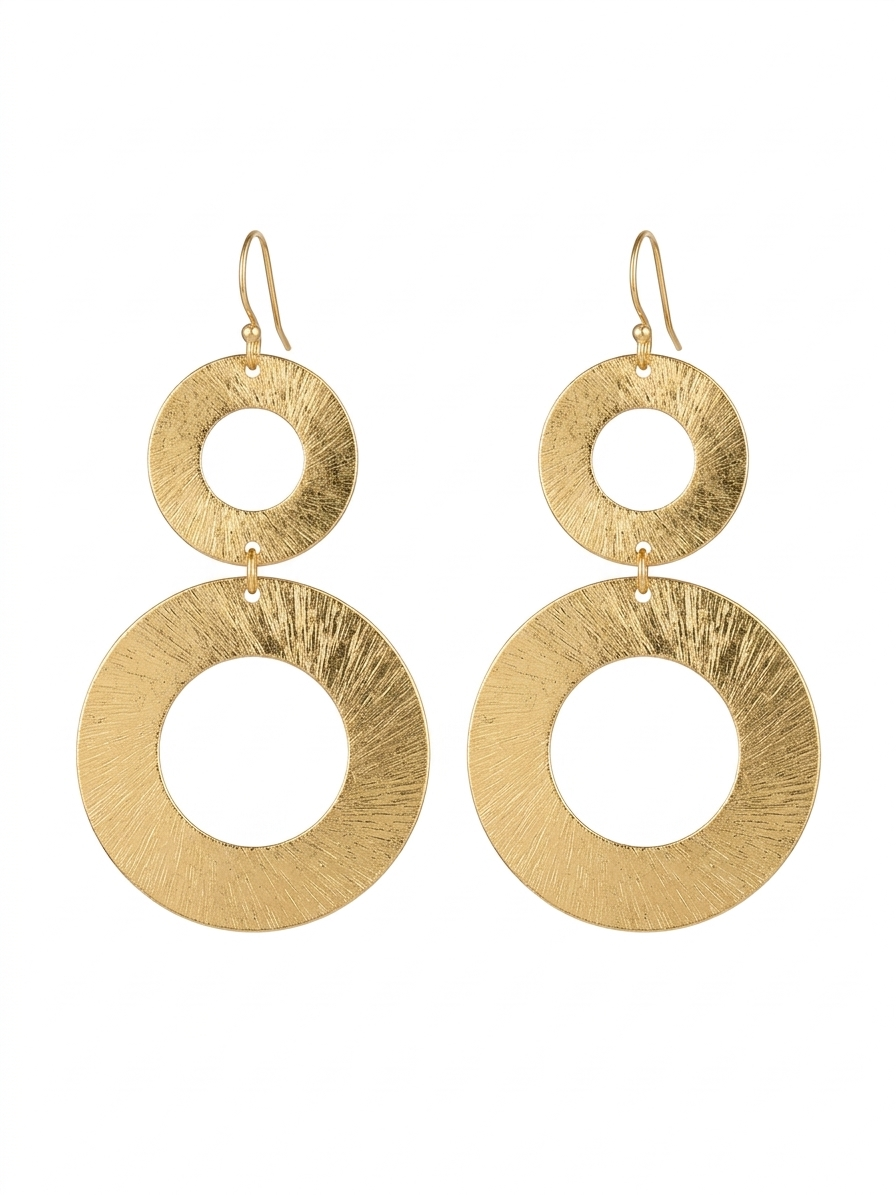Textured Gold Double Hoop Statement Earrings